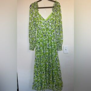 Chic Lime Floral Long Sleeve Dress